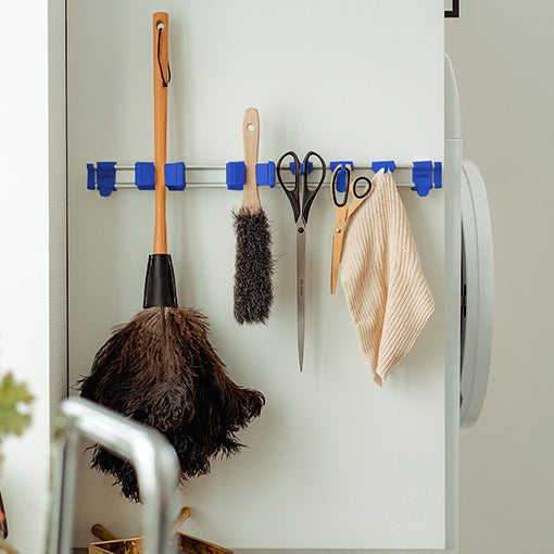 Toolflex One 37 in Mop and Broom Organizer with 5 One Size Fits All Universal Holders