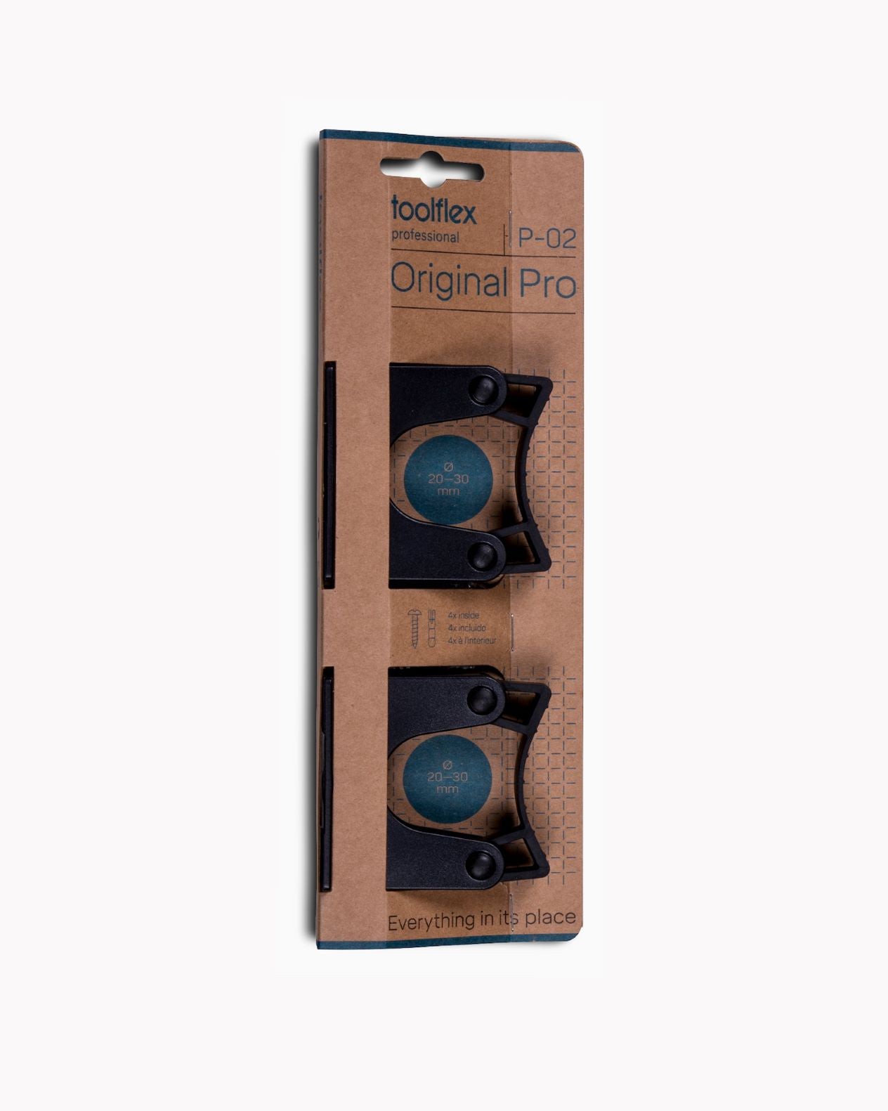 Toolflex Original MEDIUM Black Holders - Screw Into Wall or Mount to Original Rail - 2-Pack (612-1)