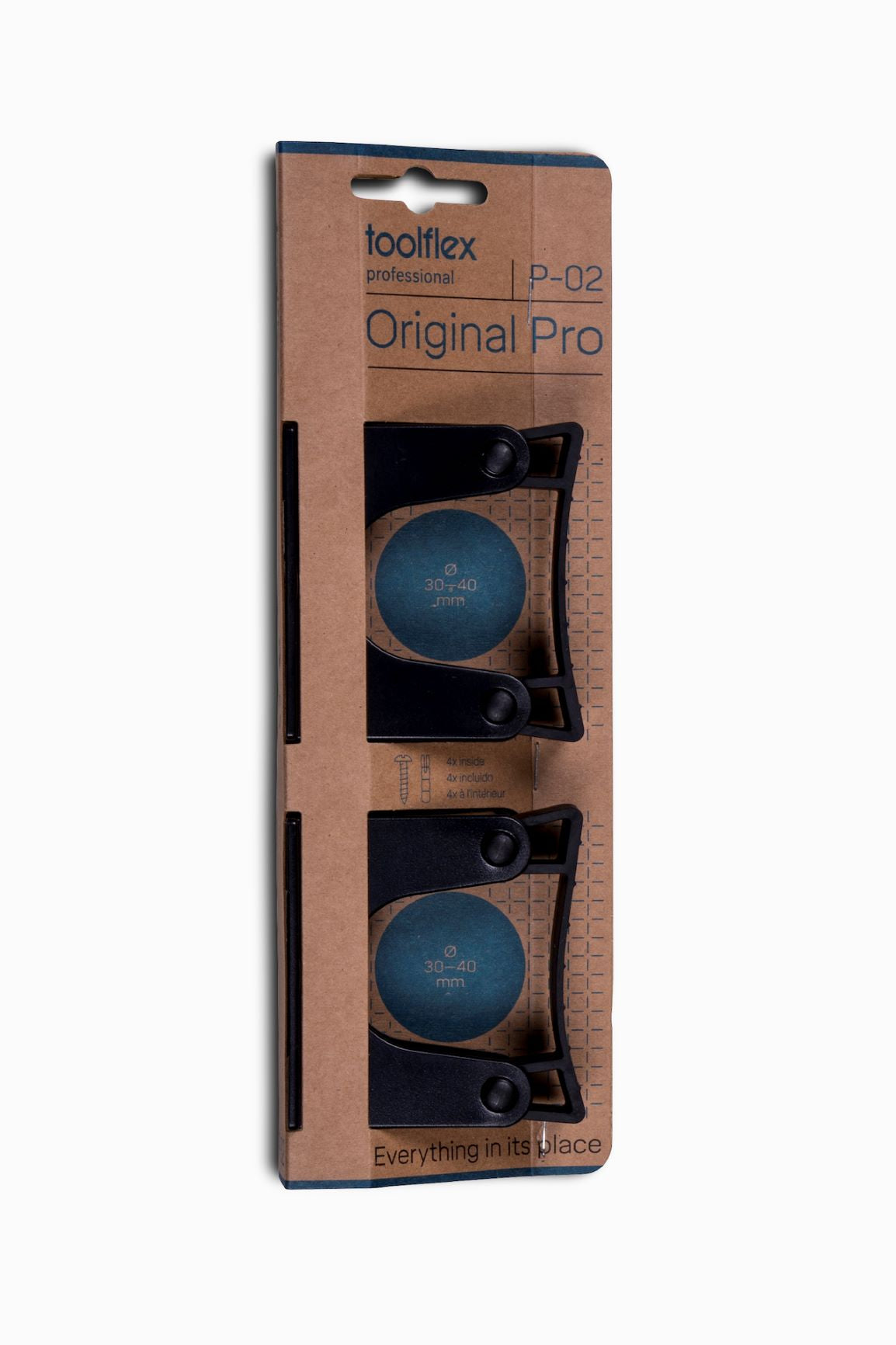 Toolflex Original XL Black Holders - Screw Into Wall or Mount to Original Rail - 2-Pack (632-1)