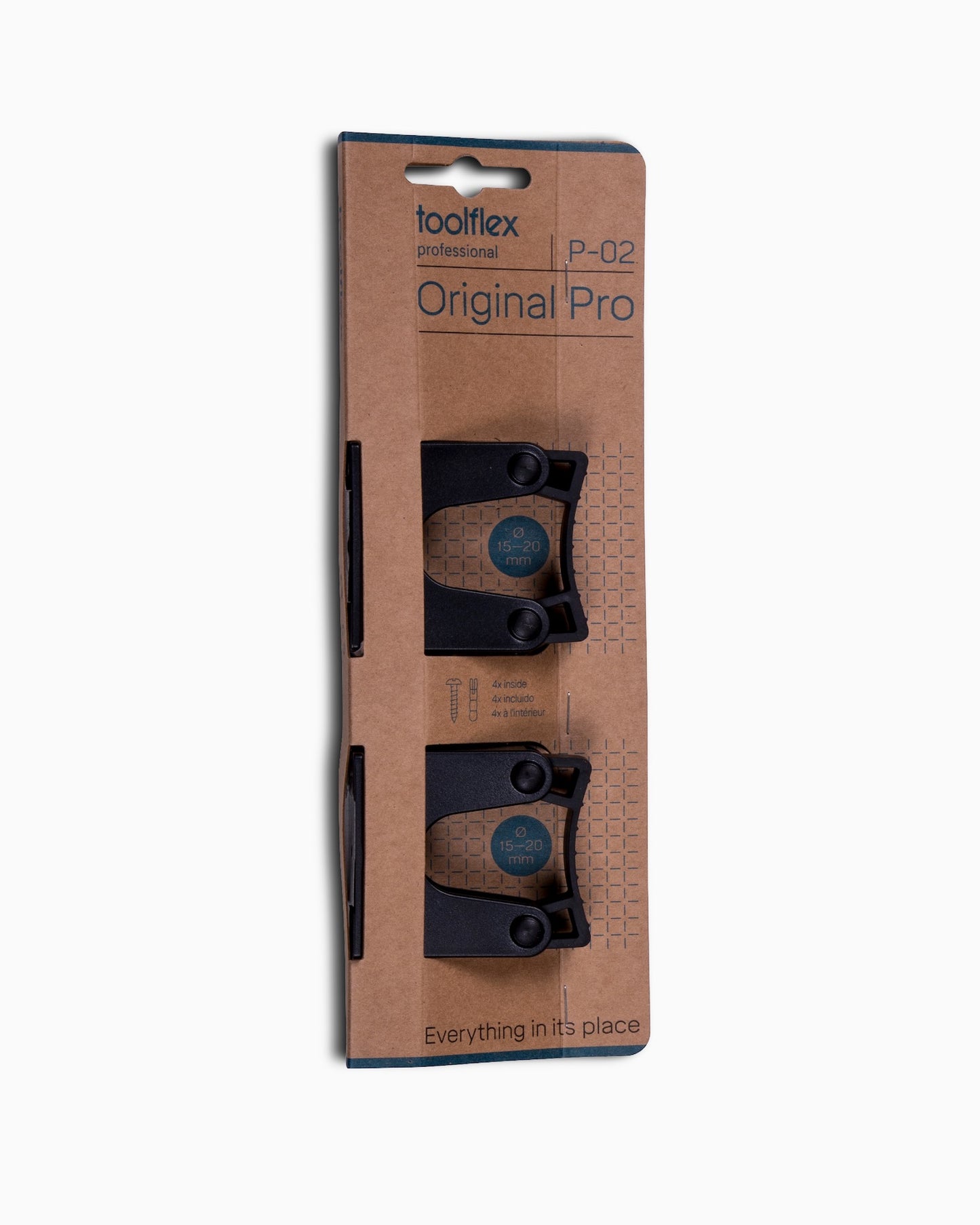 Toolflex Original Small Black Holders - Screw Into Wall or Mount to Original Rail (2-Pack)