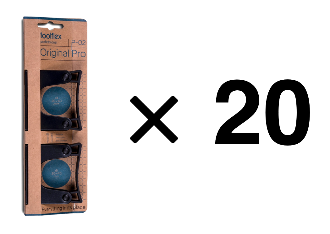 Toolflex Original Black Holders Mount to Wall or Rail - 2-Pack (Case of 20)