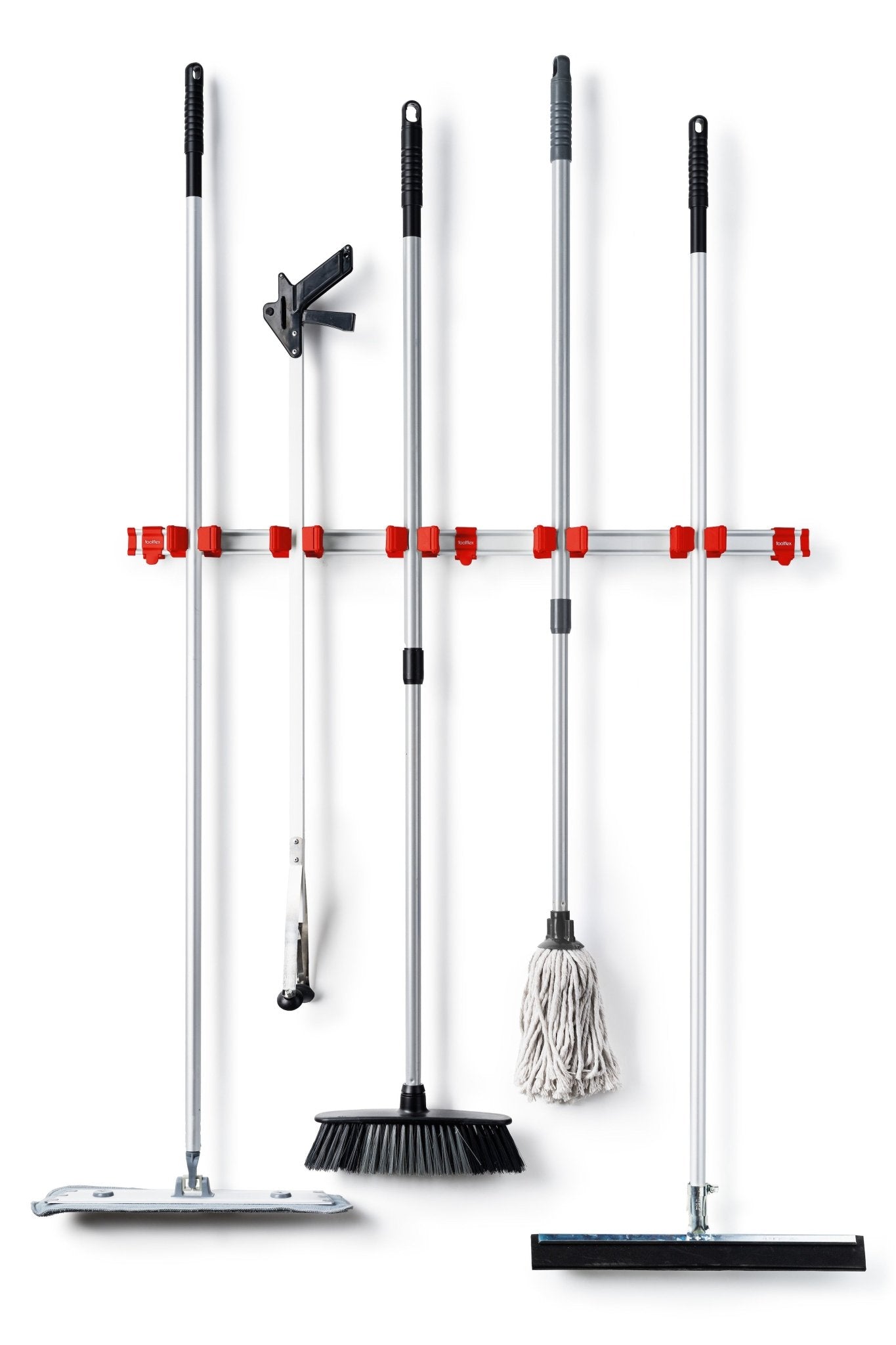 Toolflex 37 inch rail system with cleaning tools mounted