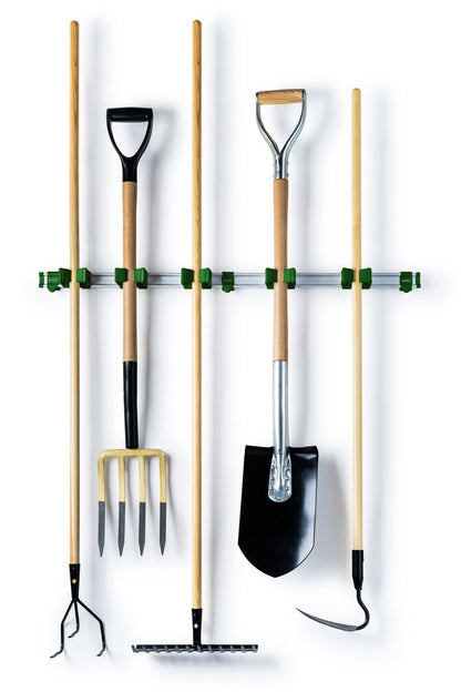 Toolflex 37 inch rail system with garden tools mounted – Green
