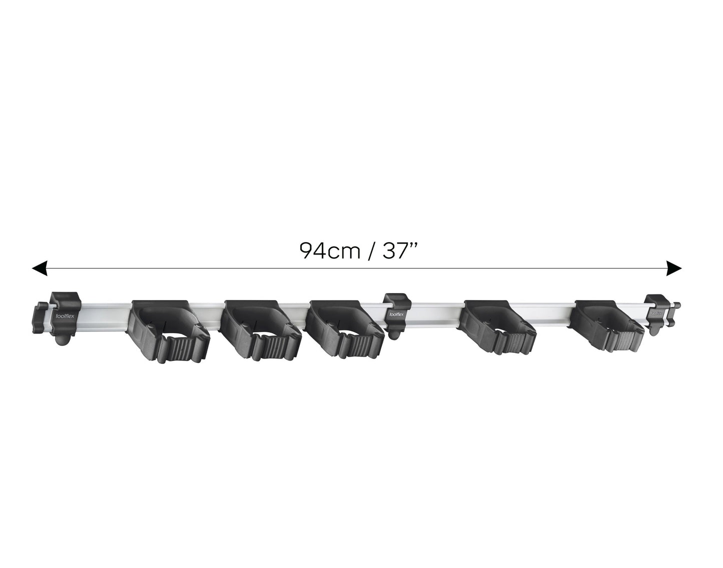 Toolflex One 37 inch rail system with holder spacing and dimensions