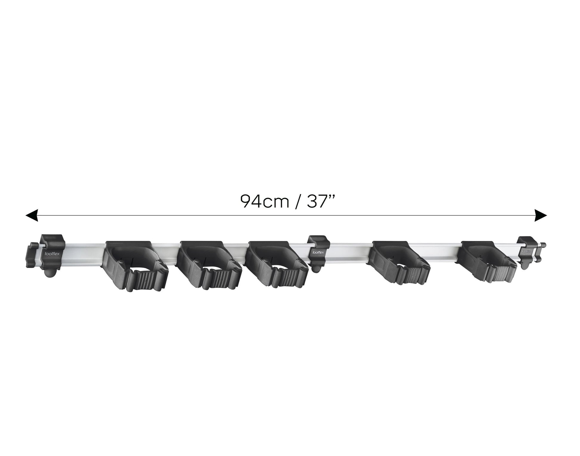 Toolflex One 37 inch rail system with holder spacing and dimensions