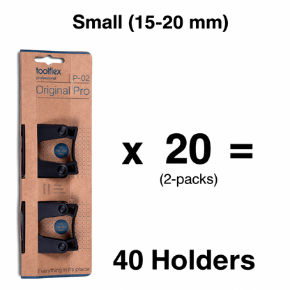 Tool Holders – Bulk Case Pack (40 Total) for wall - mounted tool organization - Small (15 - 20 mm)